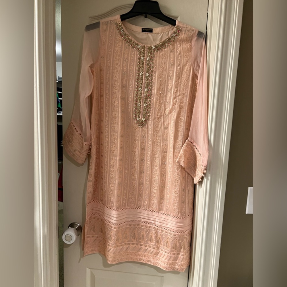 Pure chiffon embroidered dress